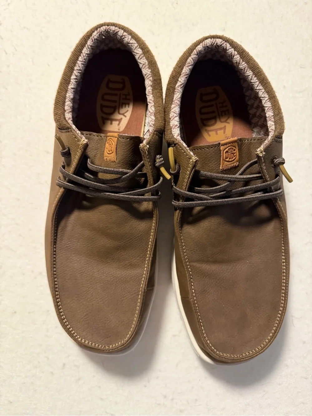 Hey Dude Men’s Olive Brown Casual Slip-On Lace-Style Loafers